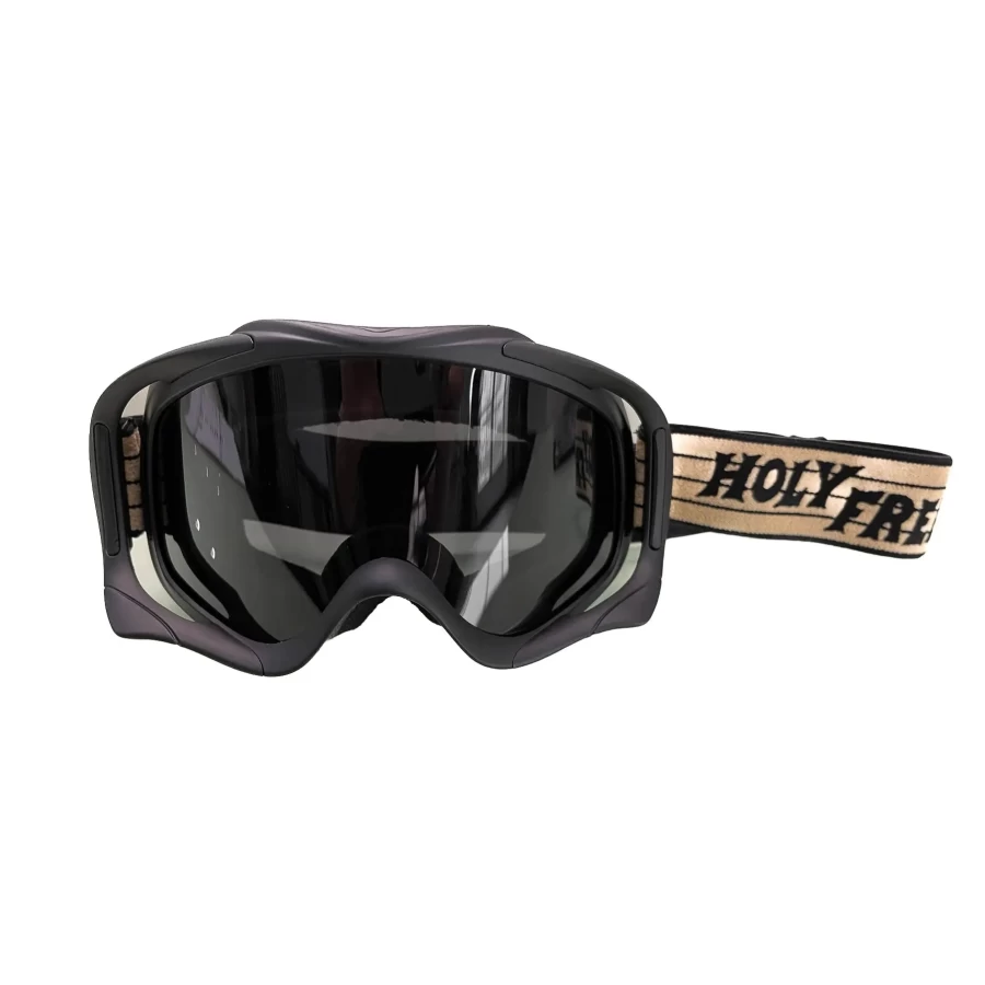 Holyfreedom Snowheels Fume' front view con lente fumé e stile moto vintage.