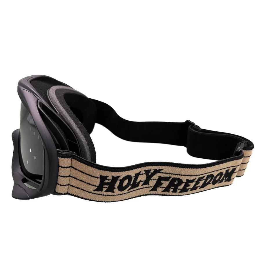 Holyfreedom Snowheels Fume' front view con lente fumé e stile moto vintage.