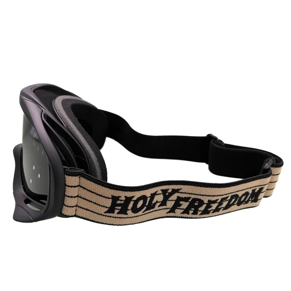 Holyfreedom Snowheels Fume' front view con lente fumé e stile moto vintage.