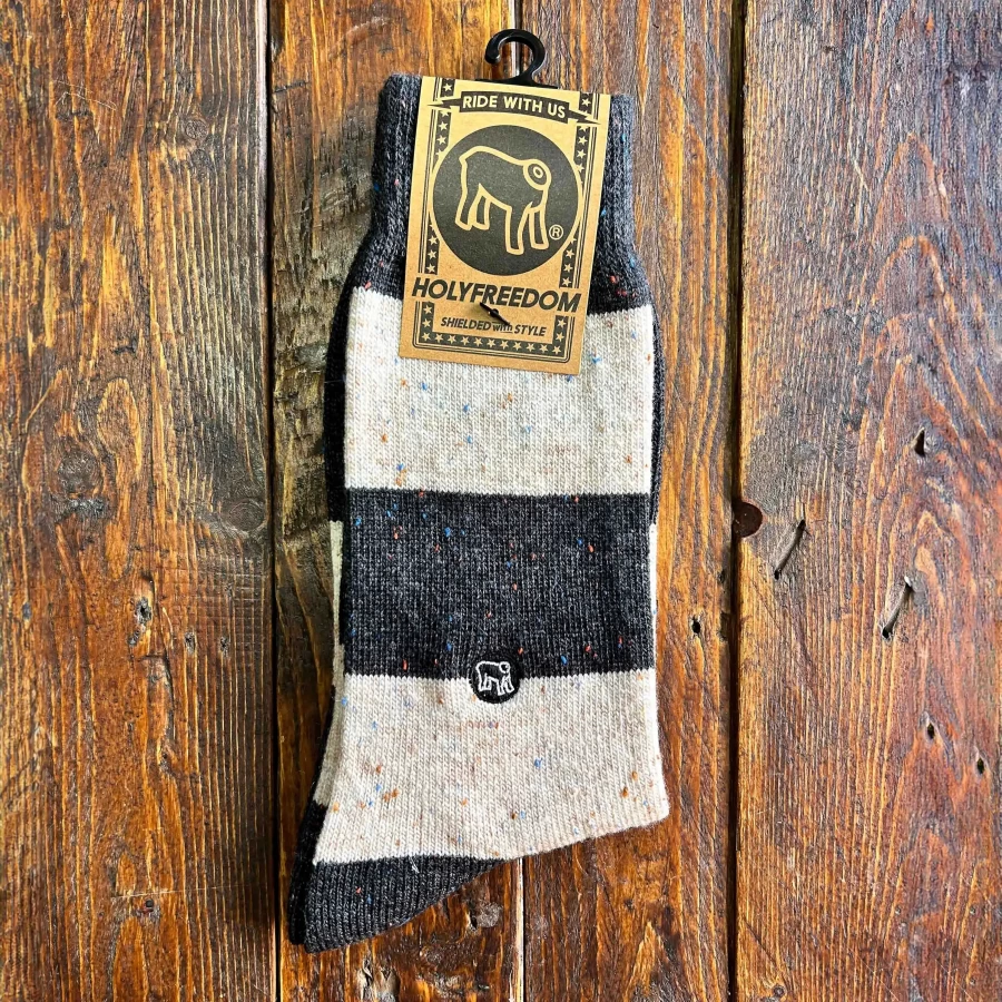 Holyfreedom Nope custom motorcycle socks shown front on, with a clean versatile design.