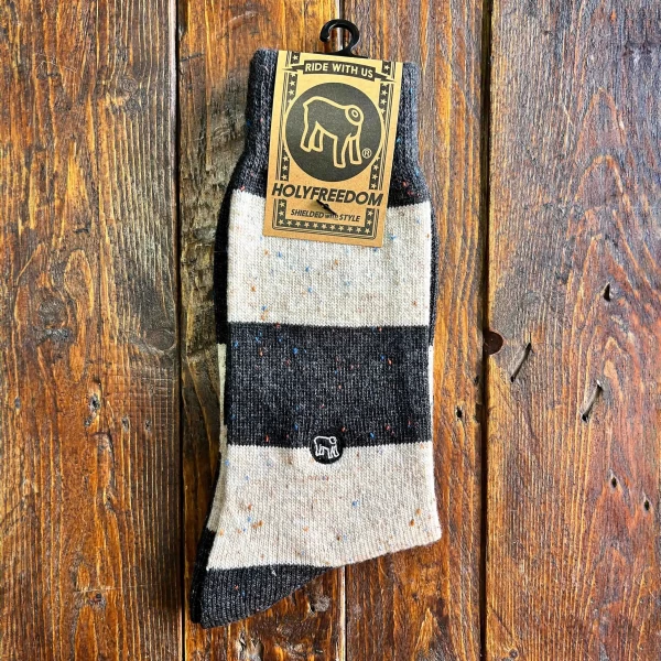 Holyfreedom Nope custom motorcycle socks shown front on, with a clean versatile design.