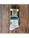 Front view of Holyfreedom Larrybird Sox: vintage motorcycle socks with exclusive graphics.