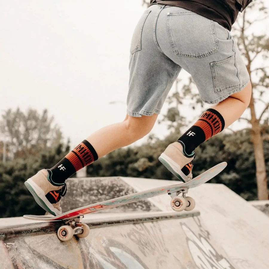 Insulto Sox worn with rider outfit for a comfy fit and a unique vintage attitude.
