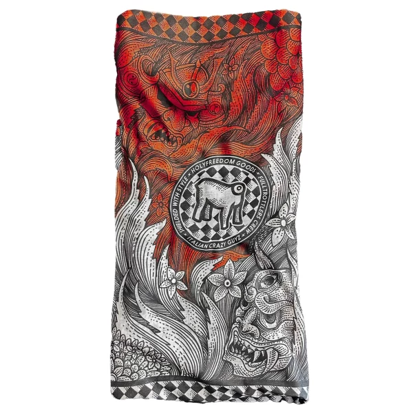 Holyfreedom Yokai multifunctional motorcycle tube scarf front view on technical fabric.