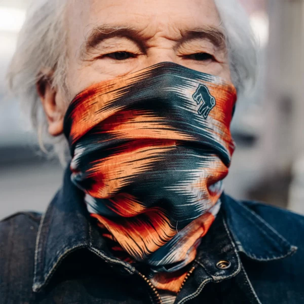 Motorcycle tube scarf styled for riding and city wear with a vintage custom look