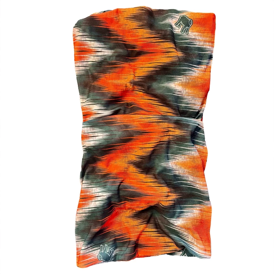 Holyfreedom Chumash motorcycle tube scarf worn as a neck tube on a custom ride