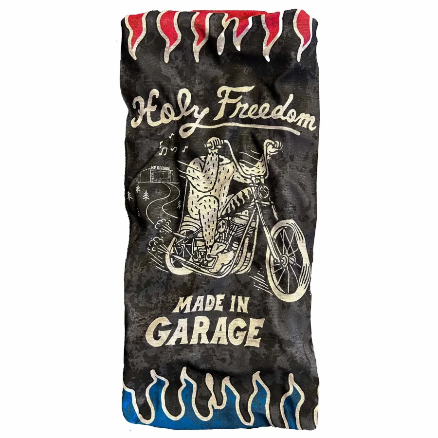 Holyfreedom Yeti multifunctional motorcycle tube scarf front view in technical fabric.