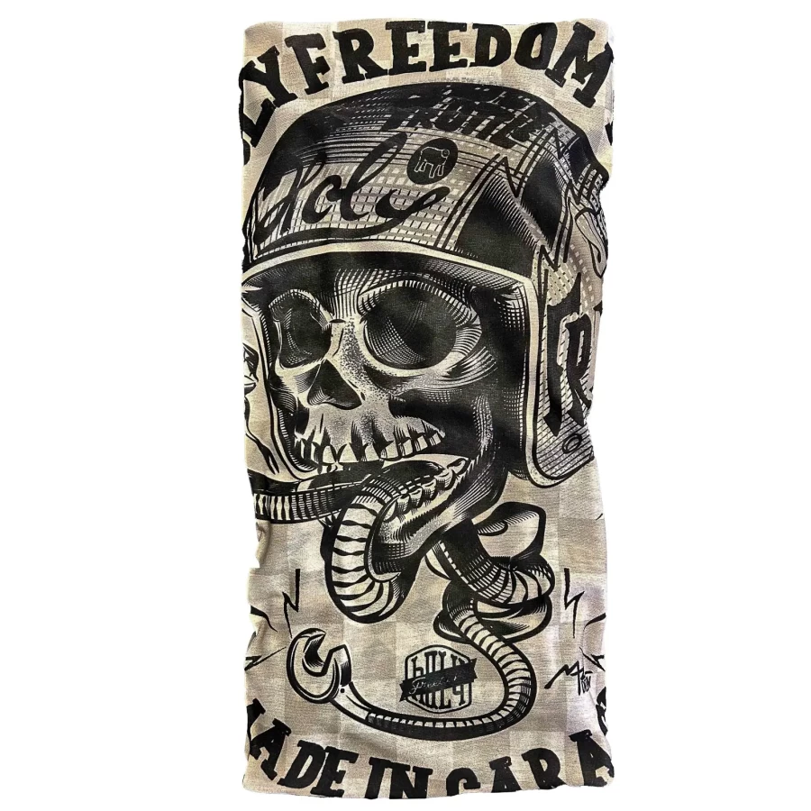 Vista frontale del tubolare moto Serpe Holyfreedom in tessuto PrimaLoft®.
