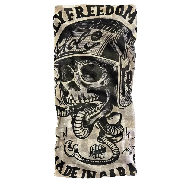 Vista frontale del tubolare moto Serpe Holyfreedom in tessuto PrimaLoft®.