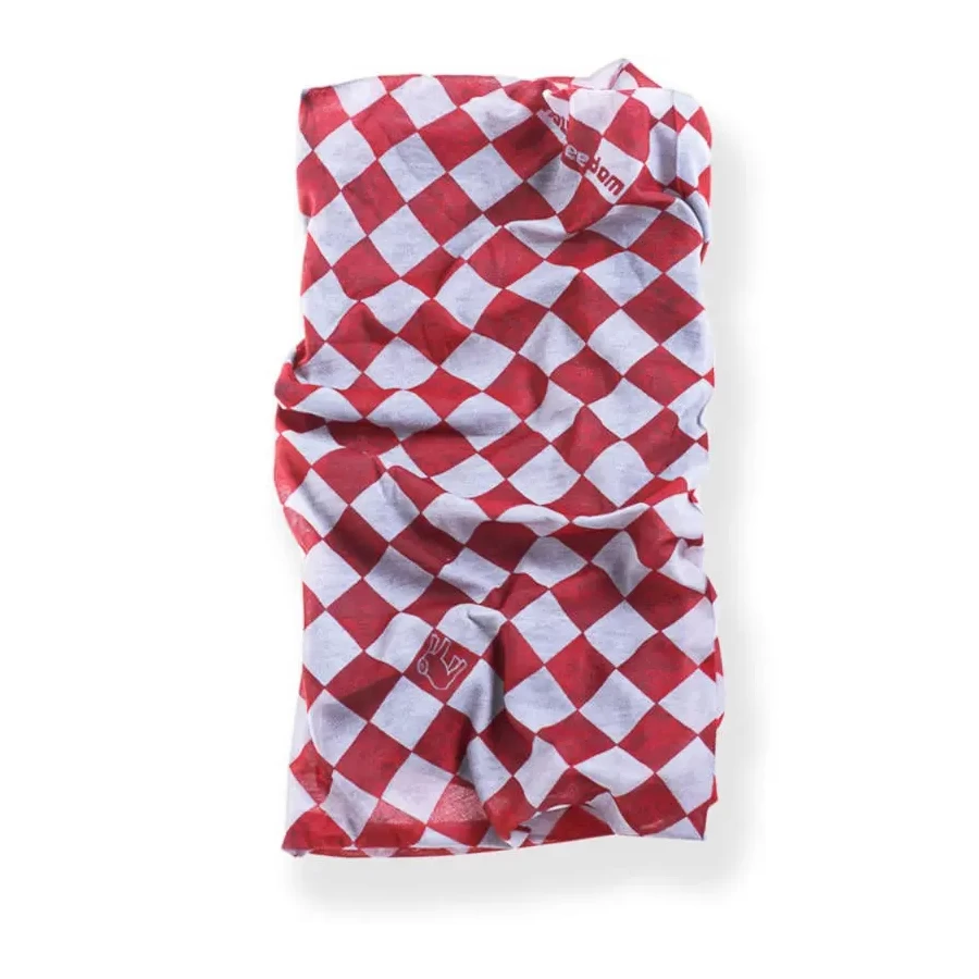 Front view of the Holyfreedom Bullit Red tube scarf in technical Drykeeper® fabric.