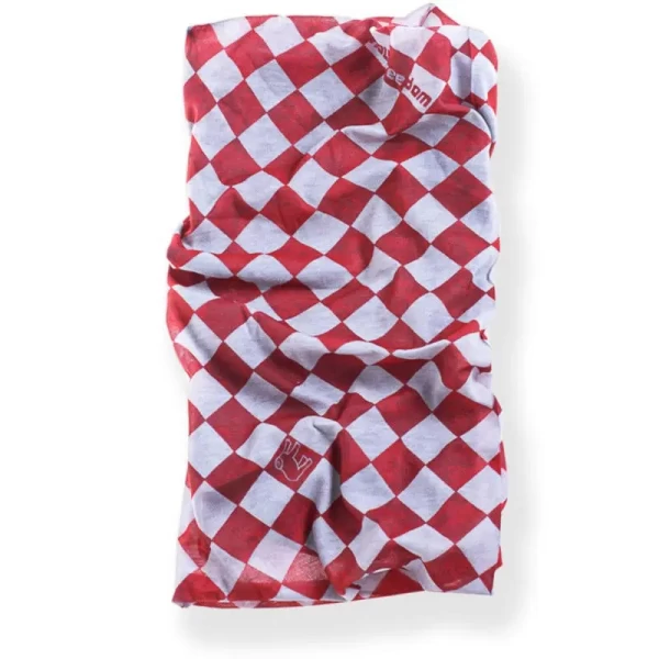 Front view of the Holyfreedom Bullit Red tube scarf in technical Drykeeper® fabric.