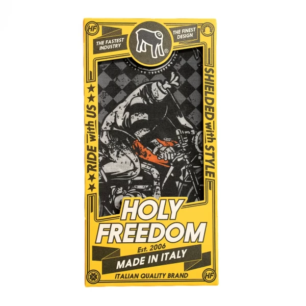 Dettaglio grafico Ace su tubolare Holyfreedom con stampa originale e finitura tecnica.