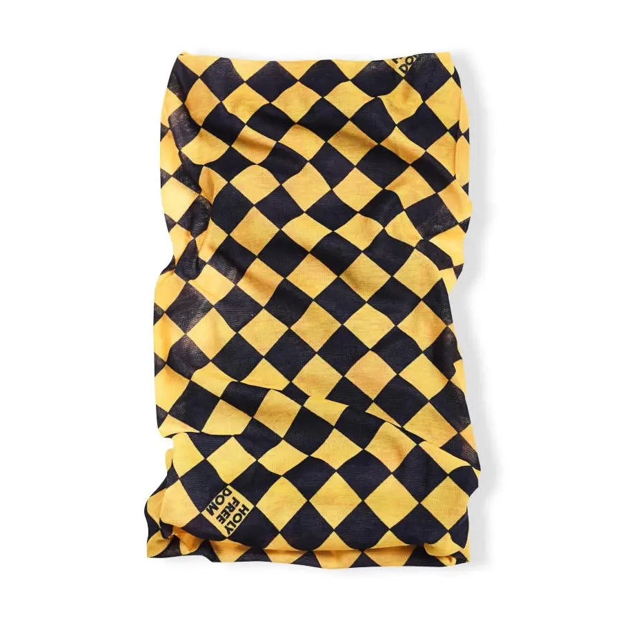 Front view of the Holyfreedom Bullit Yellow tube scarf in technical PrimaLoft® fabric.