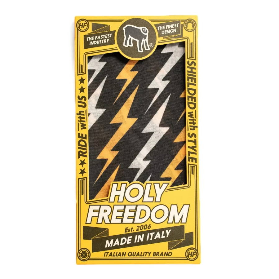 Dettaglio grafica Saetta Holyfreedom, linea energia per look cafe racer e custom.