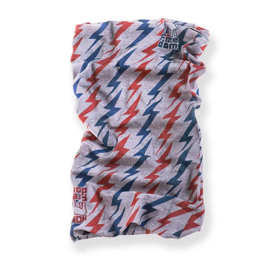 France motorcycle tube scarf in PrimaLoft, front view with bold Holyfreedom graphic.