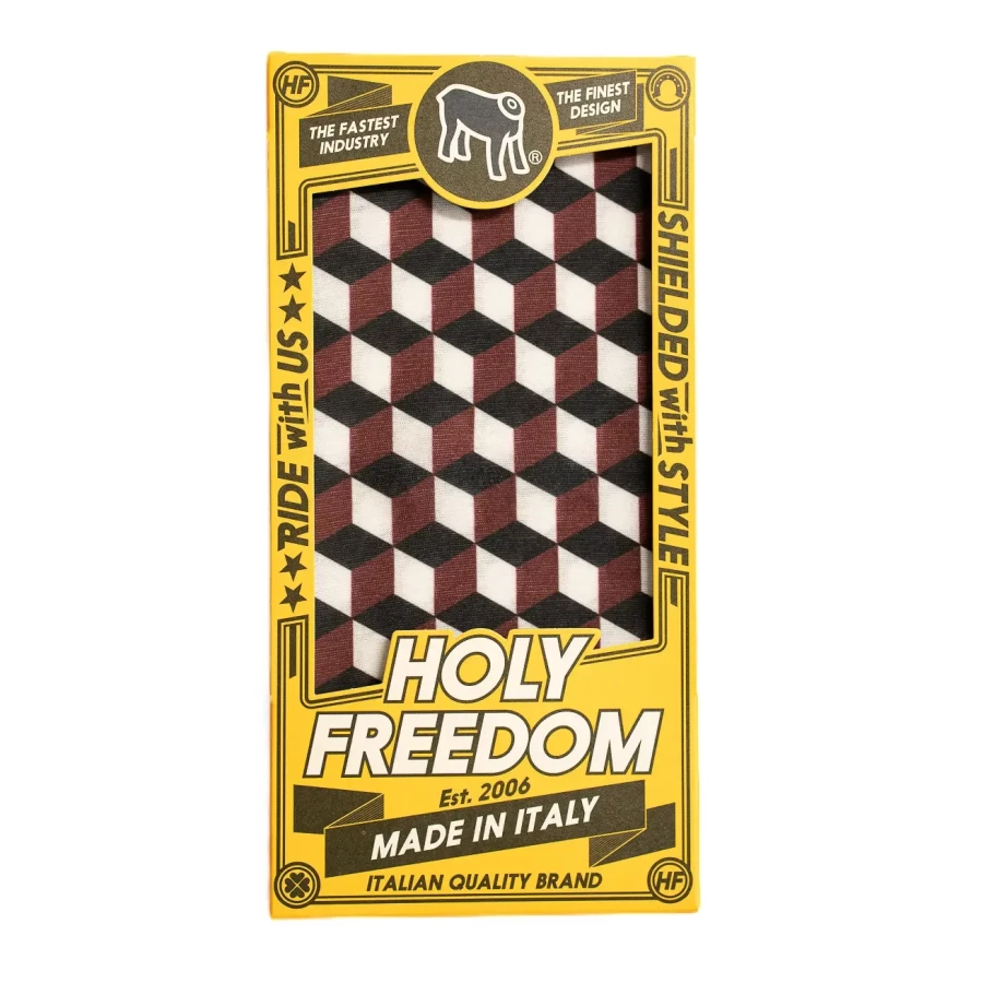 Dettaglio grafico Tabarro: accessori moto vintage con stampa originale Holyfreedom.