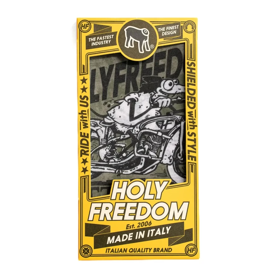 Dettaglio grafico Mr Ratter Wilder su tubolare moto multifunzione, con stile artistico originale.