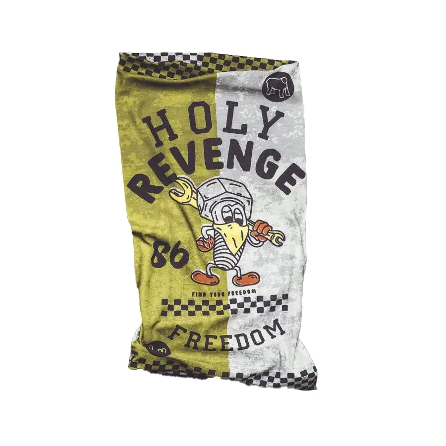 Front view of the Revenge Repreve motorcycle tube scarf by Holyfreedom in Primaloft®.