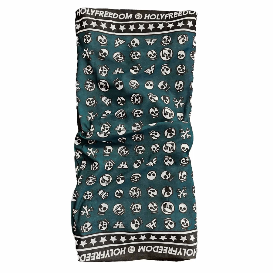 Front view of the Lucky motorcycle tube scarf in Drykeeper® Sanitized® fabric.