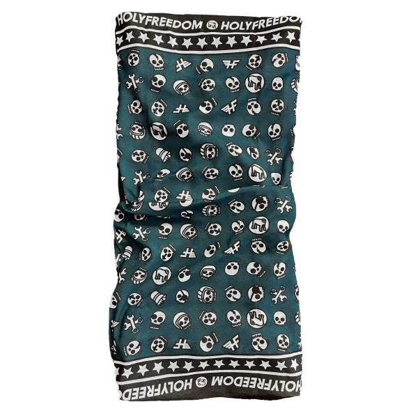 Front view of the Lucky motorcycle tube scarf in Drykeeper® Sanitized® fabric.