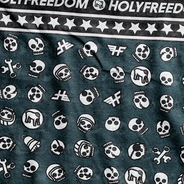 Graphic detail on the Lucky multifunctional tube scarf with vintage custom styling.