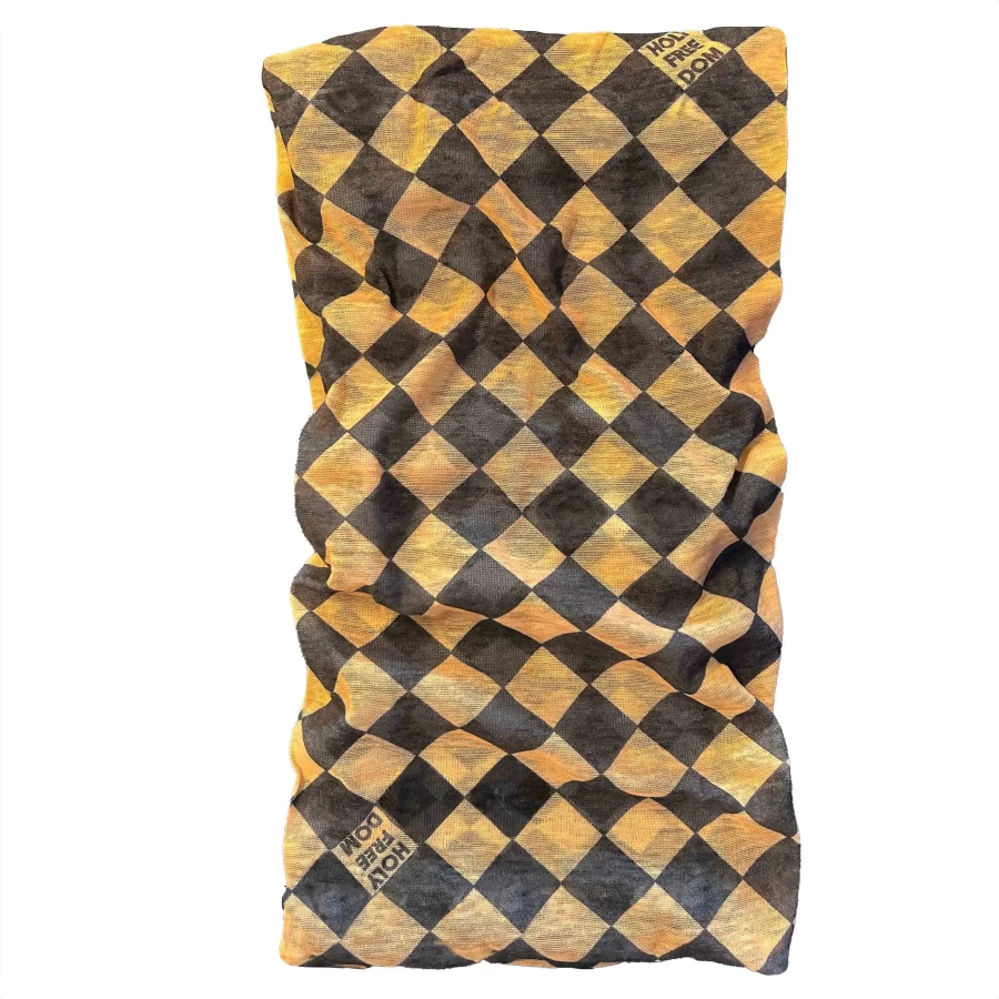 Front view of the Bullit Yellow Merinos winter motorcycle tube scarf by Holyfreedom.