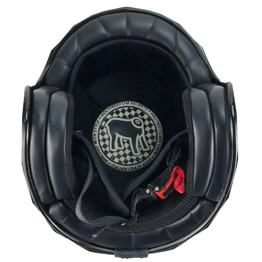 Holyfreedom Stealth matt jet motorcycle helmet with faceted design and geodetic HF® shell.
