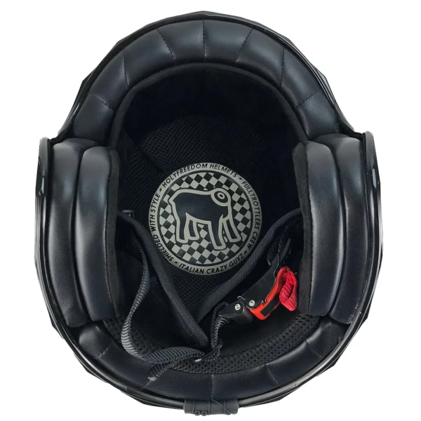 Holyfreedom Stealth matt jet motorcycle helmet with faceted design and geodetic HF® shell.