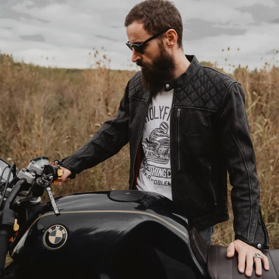Tailored riding fit with urban style, ideal for riders who want a real leather motorcycle jacket.