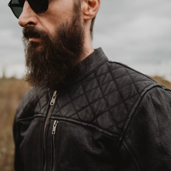 Close-up of certified leather and Holyfreedom finishing, clean and authentic.