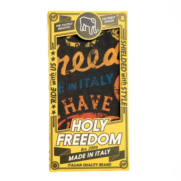 Graphic detail of the Flower Power multifunctional tube scarf with iconic Holyfreedom artwork.