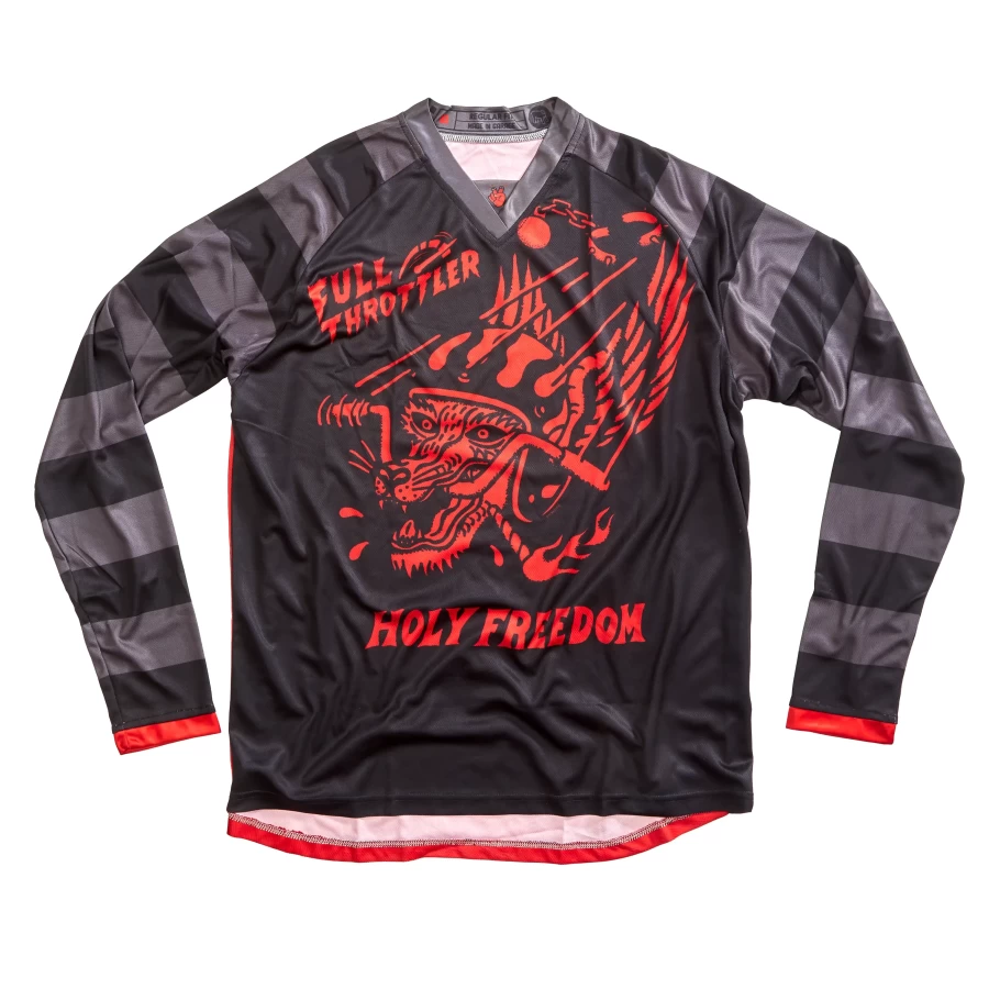 Front view of the Holyfreedom Rossofuoco jersey, a light off-road riding shirt.