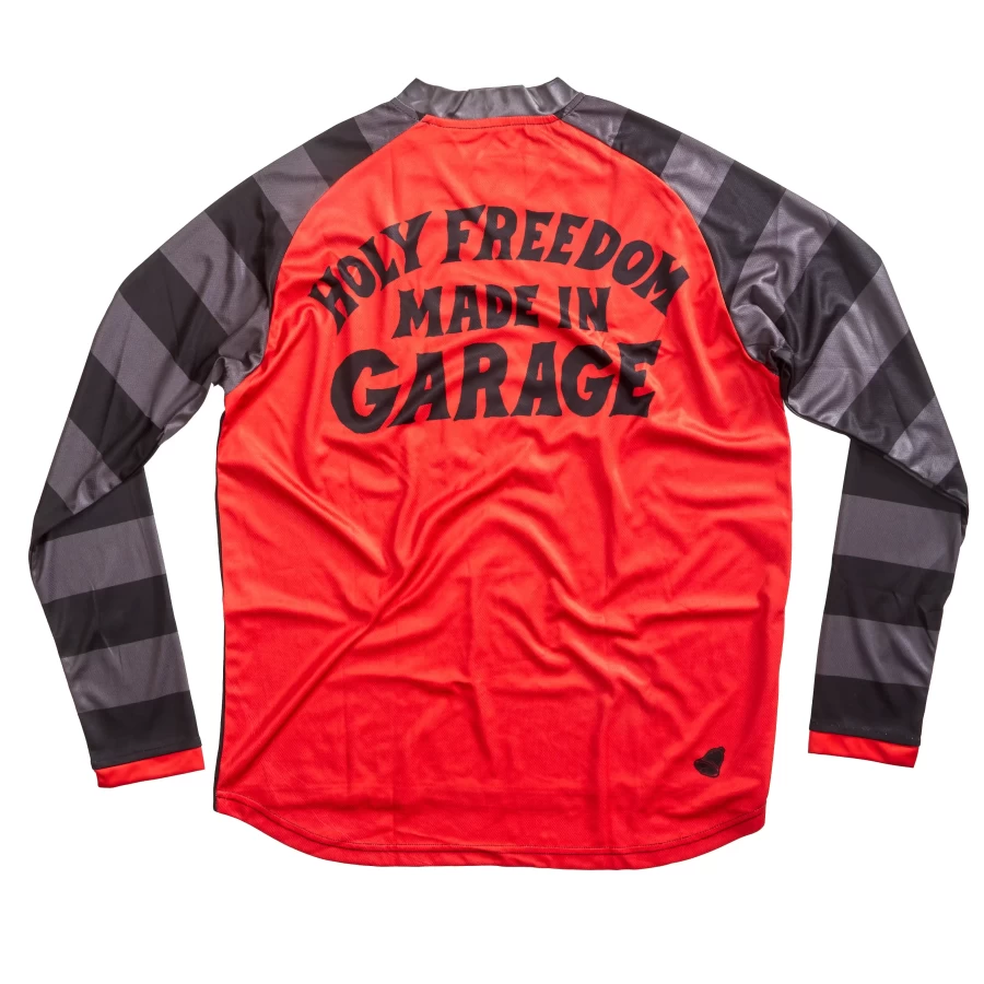 Vista frontale della Rossofuoco Jersey Holyfreedom, maglia tecnica off-road leggera e traspirante.