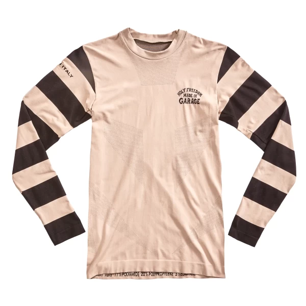 Vista frontale della Gattabuia White, maglia tecnica bianca a manica lunga.