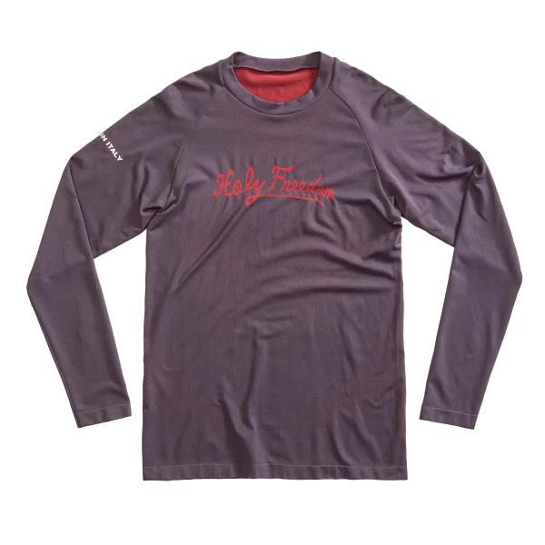Vista frontale della Pelle Grey Holyfreedom, maglia tecnica moto a manica lunga.