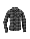Holyfreedom grey flannel shirt, front view with clean biker fit and casual layering.