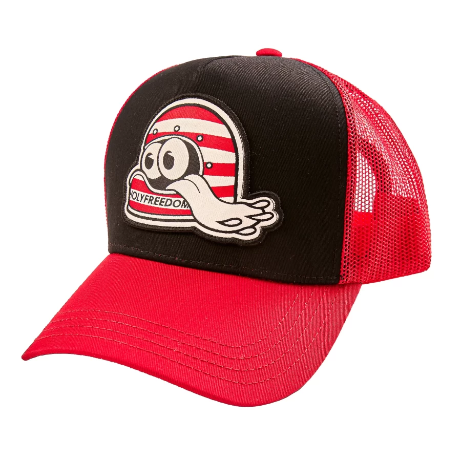 Vista frontale del Helmet Cap Holyfreedom, cappellino moto dallo stile iconico.