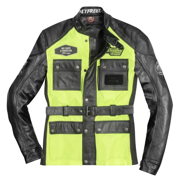 Front view of the Holyfreedom Quattro Vision jacket with CE protection for motorcycle use.