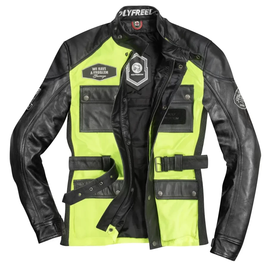 Front view of the Holyfreedom Quattro Vision jacket with CE protection for motorcycle use.