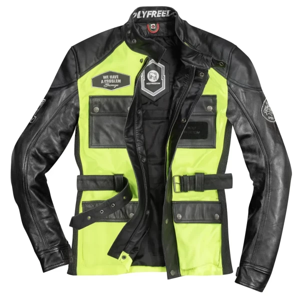 Front view of the Holyfreedom Quattro Vision jacket with CE protection for motorcycle use.