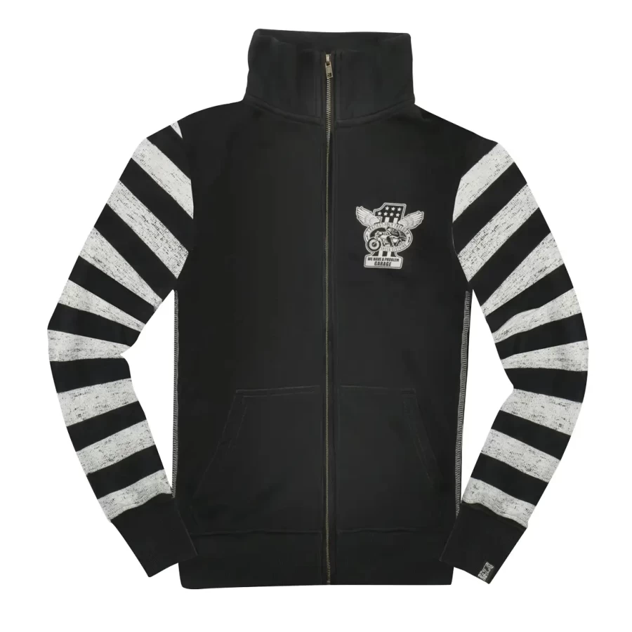 Vista frontale della felpa Papillon 2021 Holyfreedom full zip con cappuccio e fit comodo.