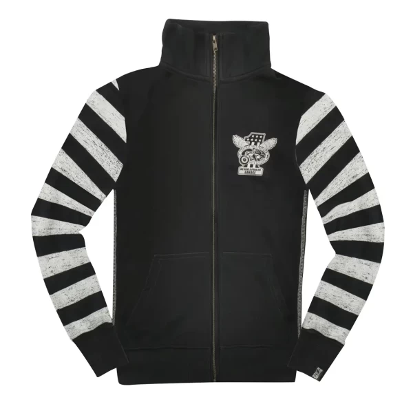 Vista frontale della felpa Papillon 2021 Holyfreedom full zip con cappuccio e fit comodo.