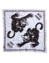 Due Puma motorcycle tube scarf front view with scrambler artwork and light fabric.