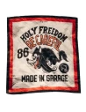Holyfreedom Lupo vintage motorcycle scarf front view with bold graphic presence.